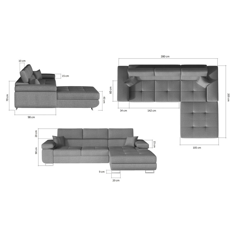 Ivy Bronx Adesuwa Corner Sofa Bed Wayfair.co.uk